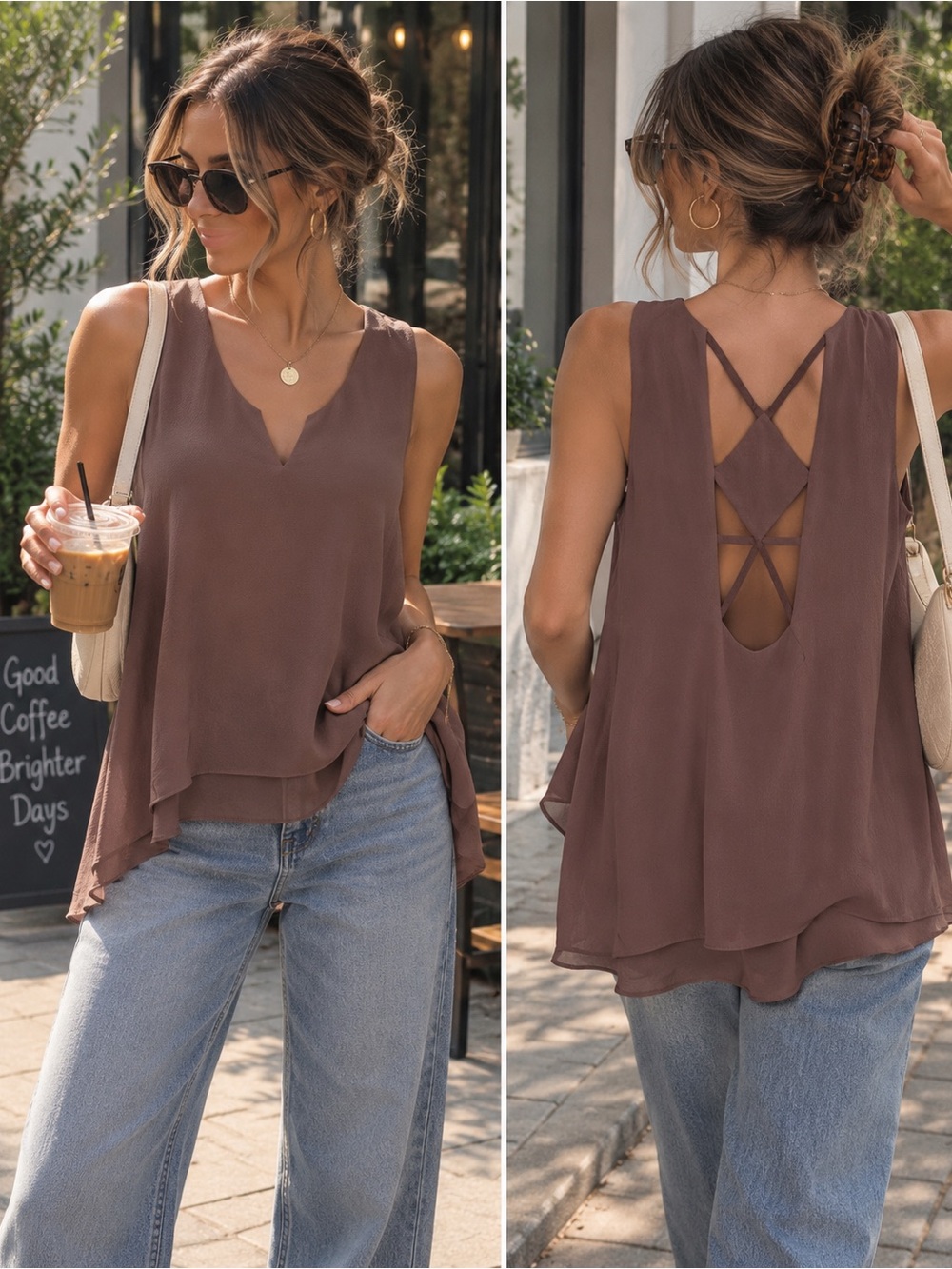 Free People Sleeveless Strappy Back Tunic Top β Size Medium